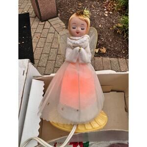 TULLE ANGEL FIGURINE CHRISTMAS VTG 1950s JESTIA MADE JAPAN stunning light up